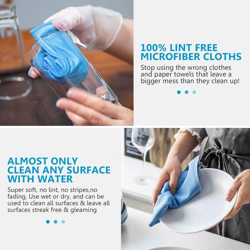 ZHIDIAN Window Glass Microfiber Cleaning Cloth - 8Pack Premium Lint Free Mirrors Polishing Rags, Eye Glasses Shower Glass Cleaner Towels, Wipes for Car Windows, Blue-12x12â€ - Image 3